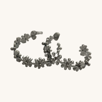Silver Carly Daisy Hoops- Waterproof