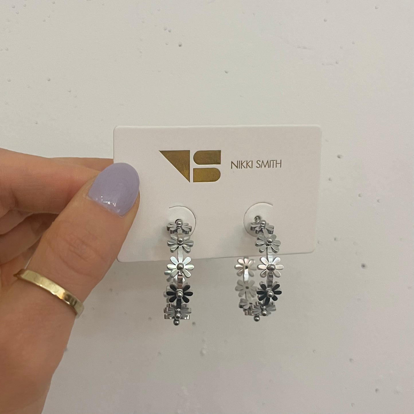 Silver Carly Daisy Hoops- Waterproof