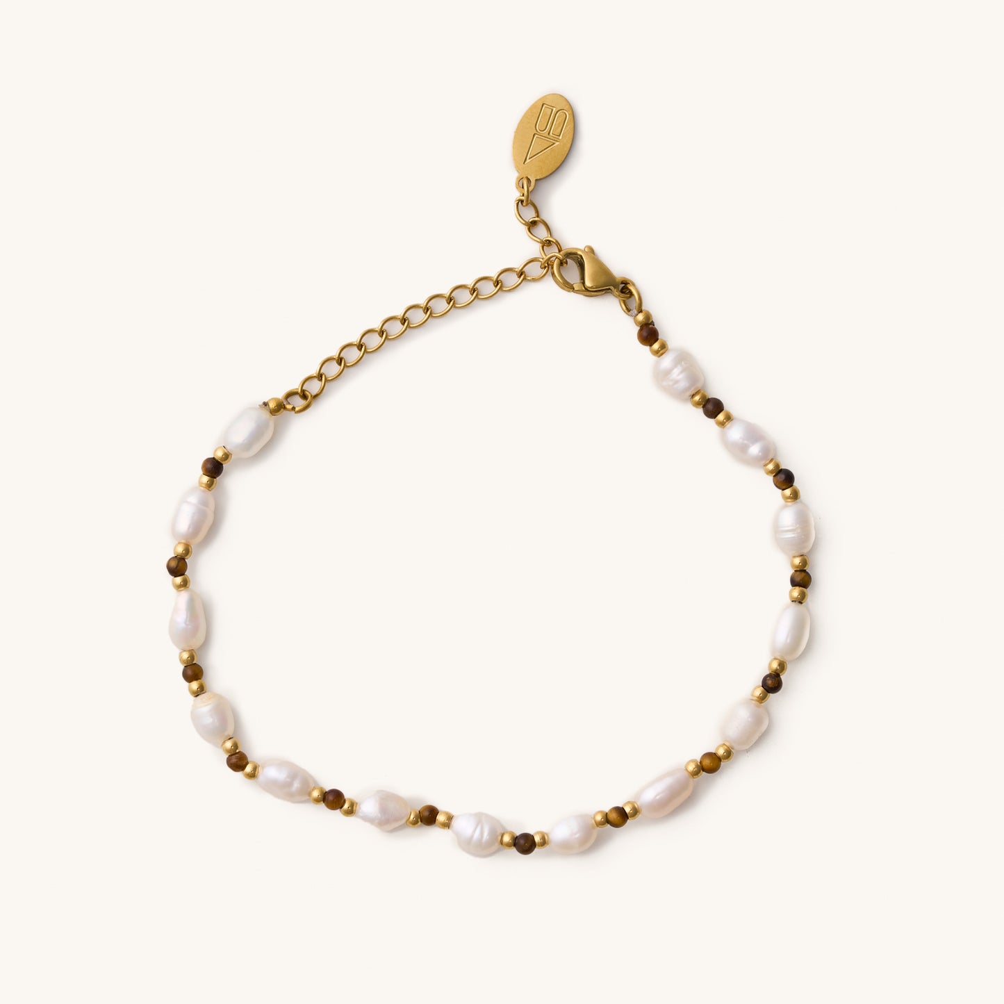 Blake Pearl & Brown Bead Bracelet