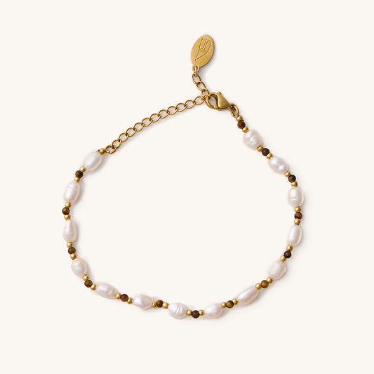 Blake Pearl & Brown Bead Bracelet