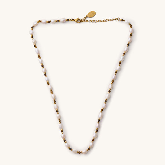 Blake Pearl & Brown Bead Necklace