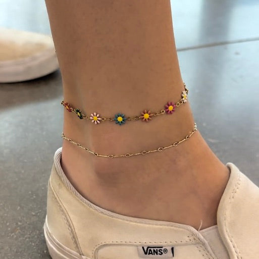 Multicolor Daisy Anklet