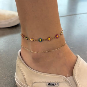 Multicolor Daisy Anklet