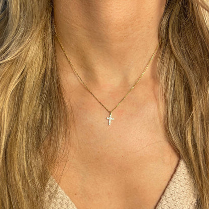 Gold Crystal Cross Necklace