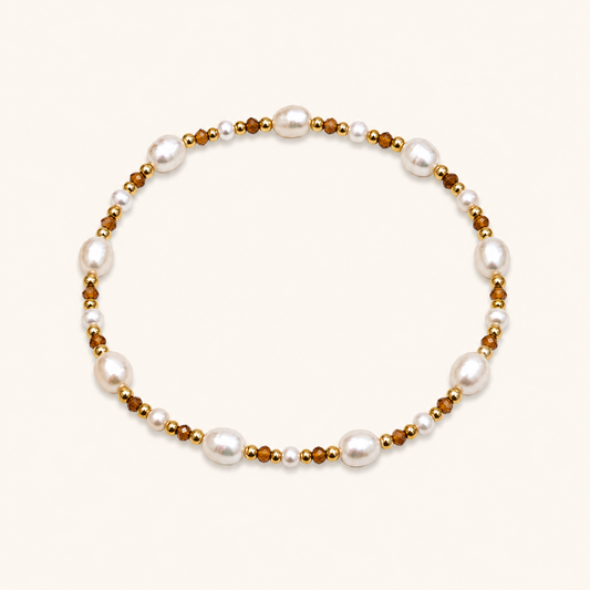 Jackie Pearl Brown Bead Bracelet