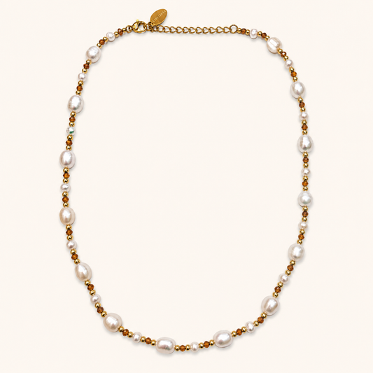 Jackie Pearl Brown Bead Necklace