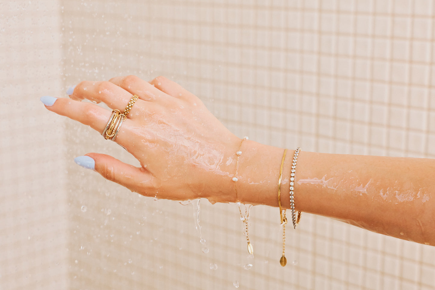Gold Shimmer Tennis Bracelet-Waterproof