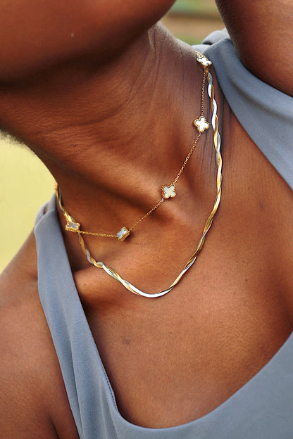 Mixed Metal Herringbone Necklace