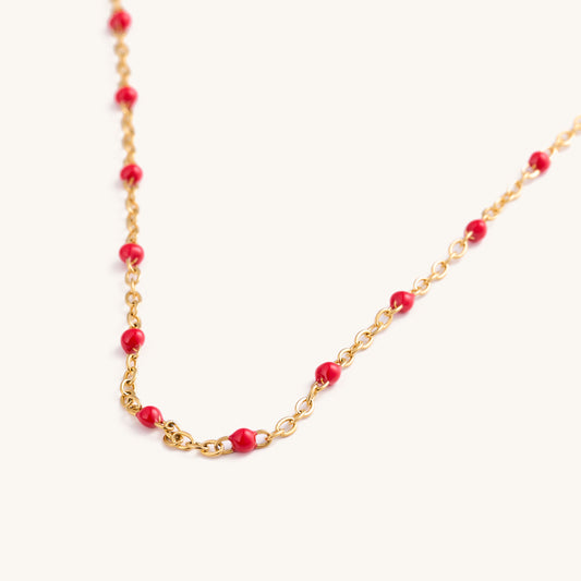 Gold and Red Dot Choker