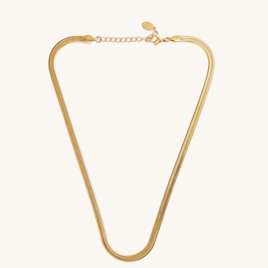 Gold Herringbone Necklace-5MM