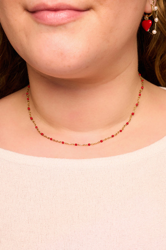 Gold and Red Dot Choker