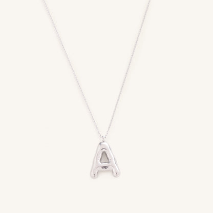 Bubble Initial Charm Necklaces- Silver