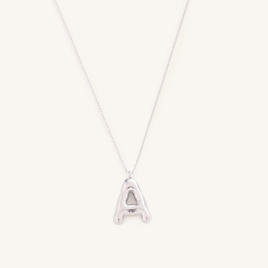 Bubble Initial Charm Necklaces- Silver