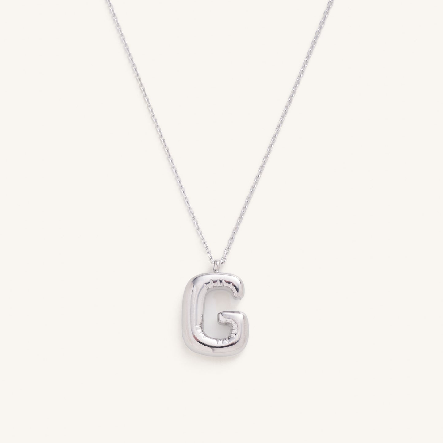 Bubble Initial Charm Necklaces- Silver