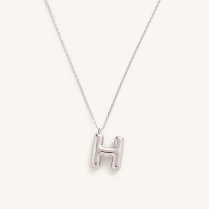 Bubble Initial Charm Necklaces- Silver
