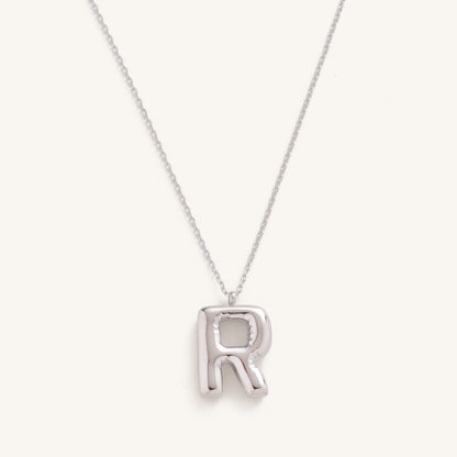 Bubble Initial Charm Necklaces- Silver
