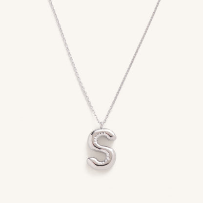 Bubble Initial Charm Necklaces- Silver