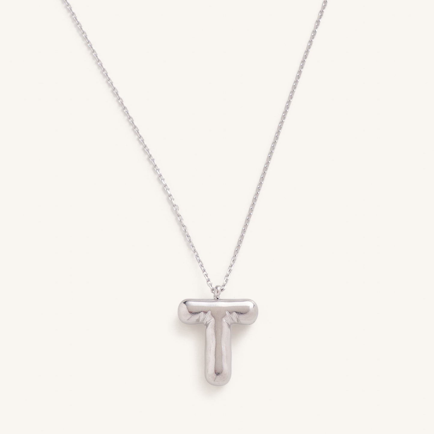 Bubble Initial Charm Necklaces- Silver