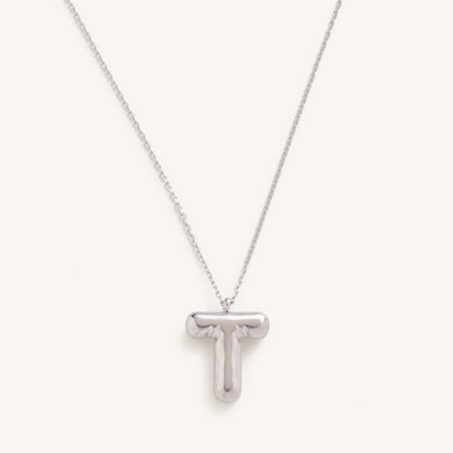 Bubble Initial Charm Necklaces- Silver
