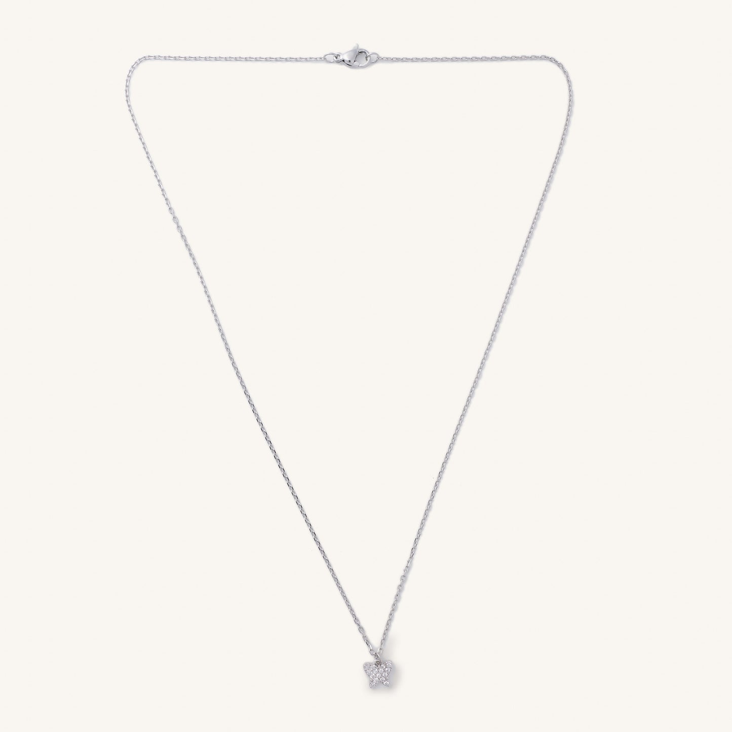 Silver Crystal Butterfly Necklace