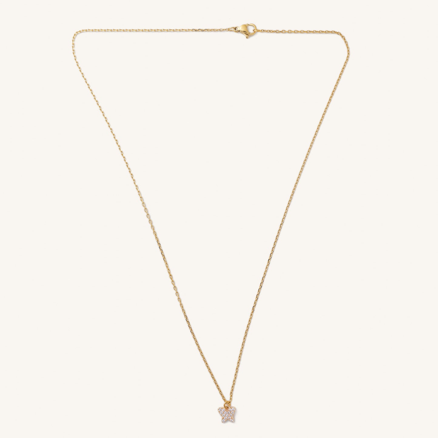 Gold Crystal Butterfly Necklace