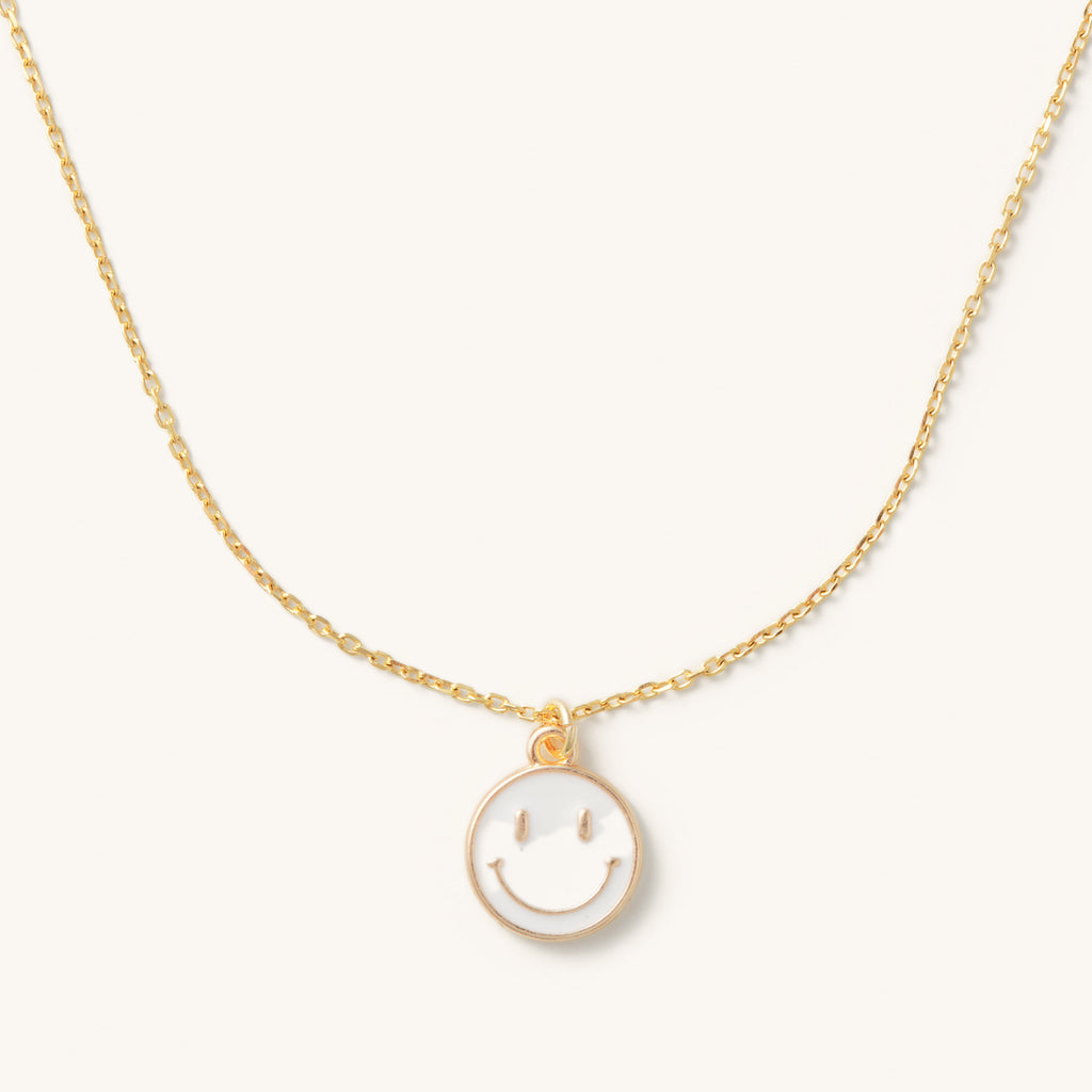 White Smiley Necklace - Nikki Smith Designs 