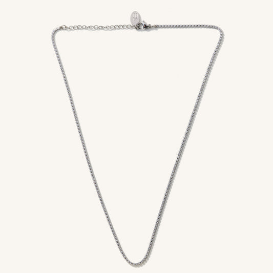 Silver Micro Tennis Necklace- Waterproof