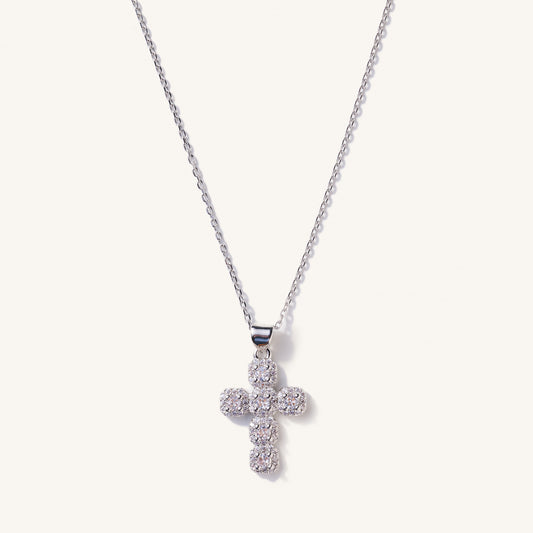 Diamond Cross Adjustable Necklace-Silver