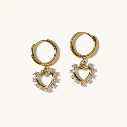 Elizabeth Crystal Heart Huggies