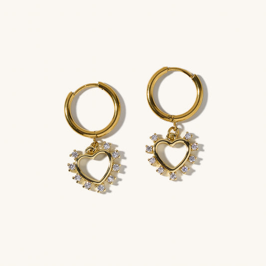 Elizabeth Crystal Heart Huggies