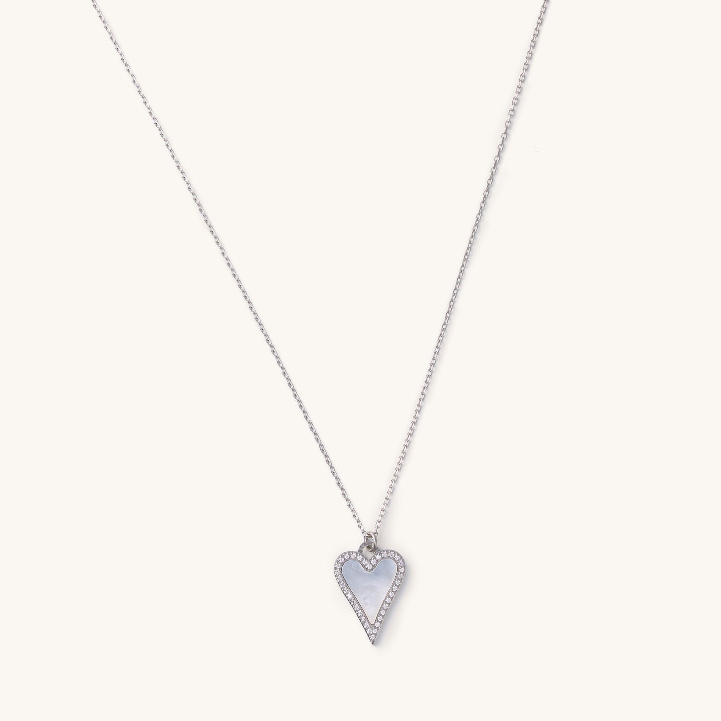 Silver White Shell Heart Adjustable Necklace