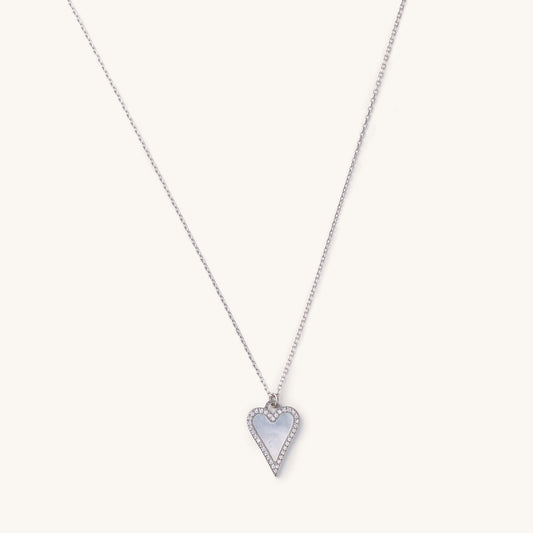 Silver White Shell Heart Adjustable Necklace