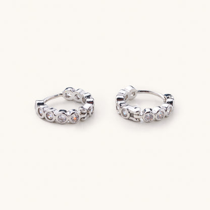 Celia Circle Gem Huggies- Silver