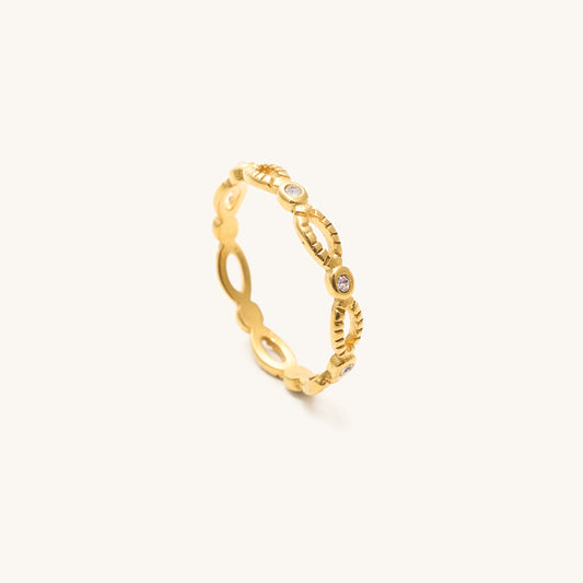 Rowan Gold Link and Gem Ring
