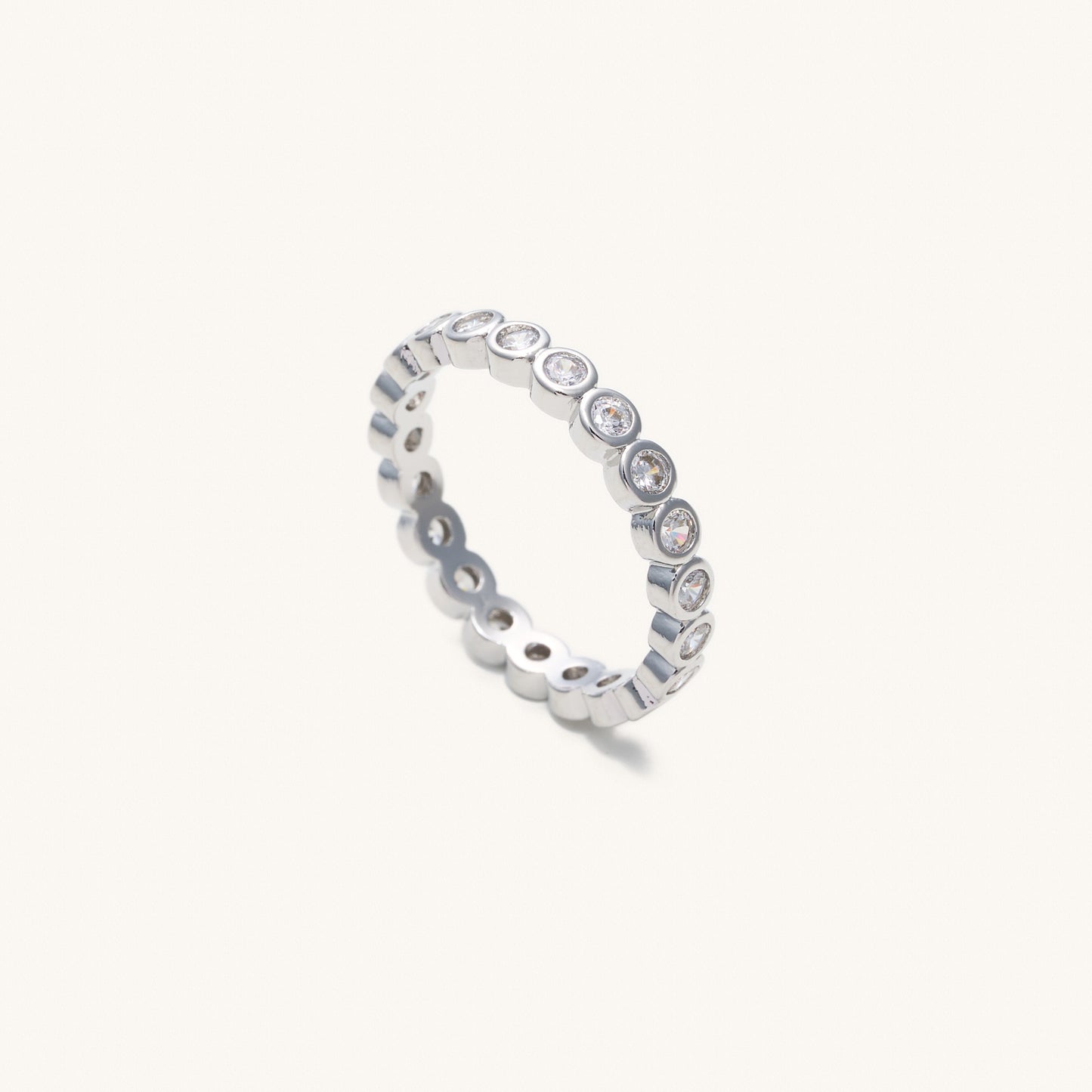 Evie Silver Circle Gem Ring