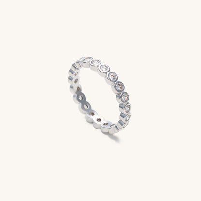 Evie Silver Circle Gem Ring