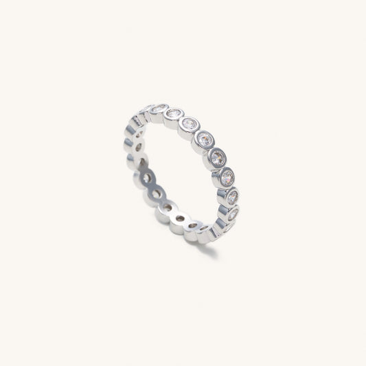 Evie Silver Circle Gem Ring