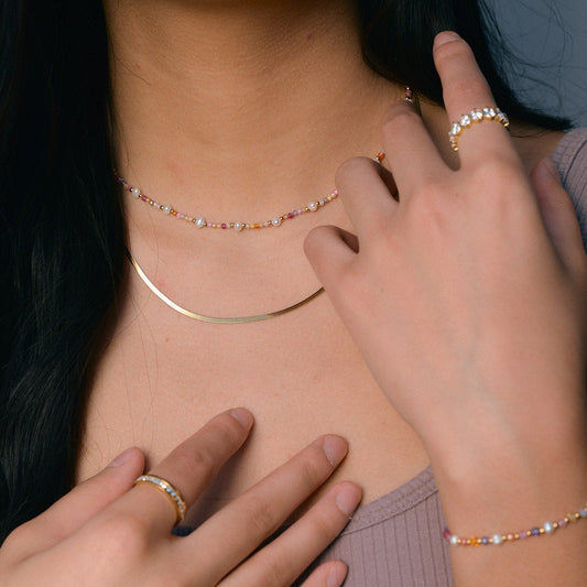 Micro Gold Herringbone Necklace
