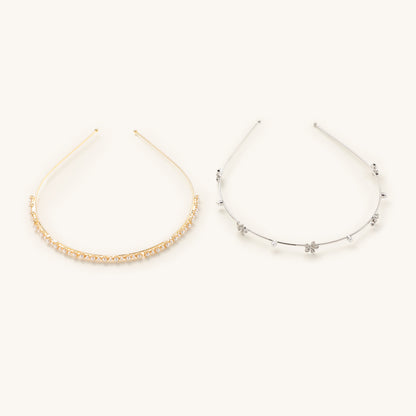 2 Pack Flower and Pearl Headbands
