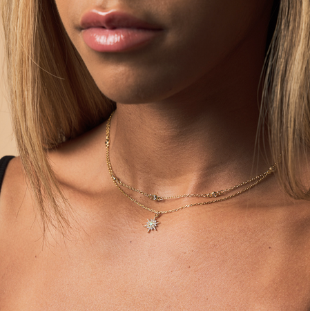 Golden Opal Starburst Charm Necklace