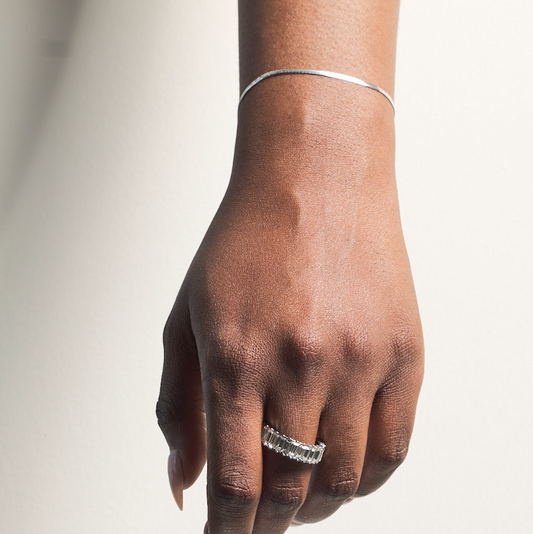 Micro Silver Herringbone Bracelet
