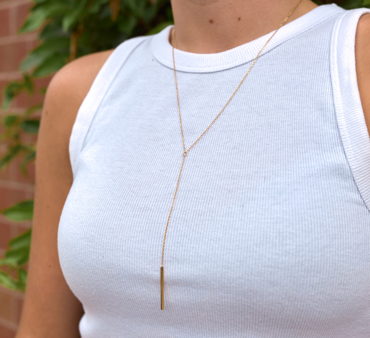 Dainty Gold Chain Lariat- Waterproof