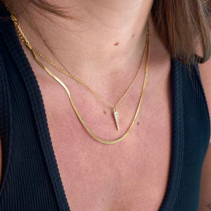 Micro Gold Herringbone Necklace