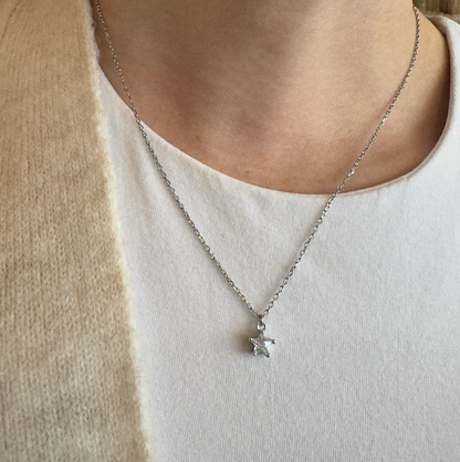Silver Mini Crystal Star Necklace