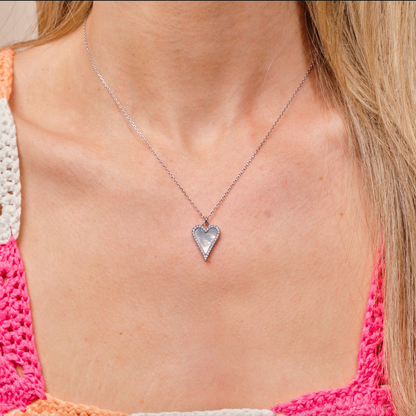 Silver White Shell Heart Adjustable Necklace