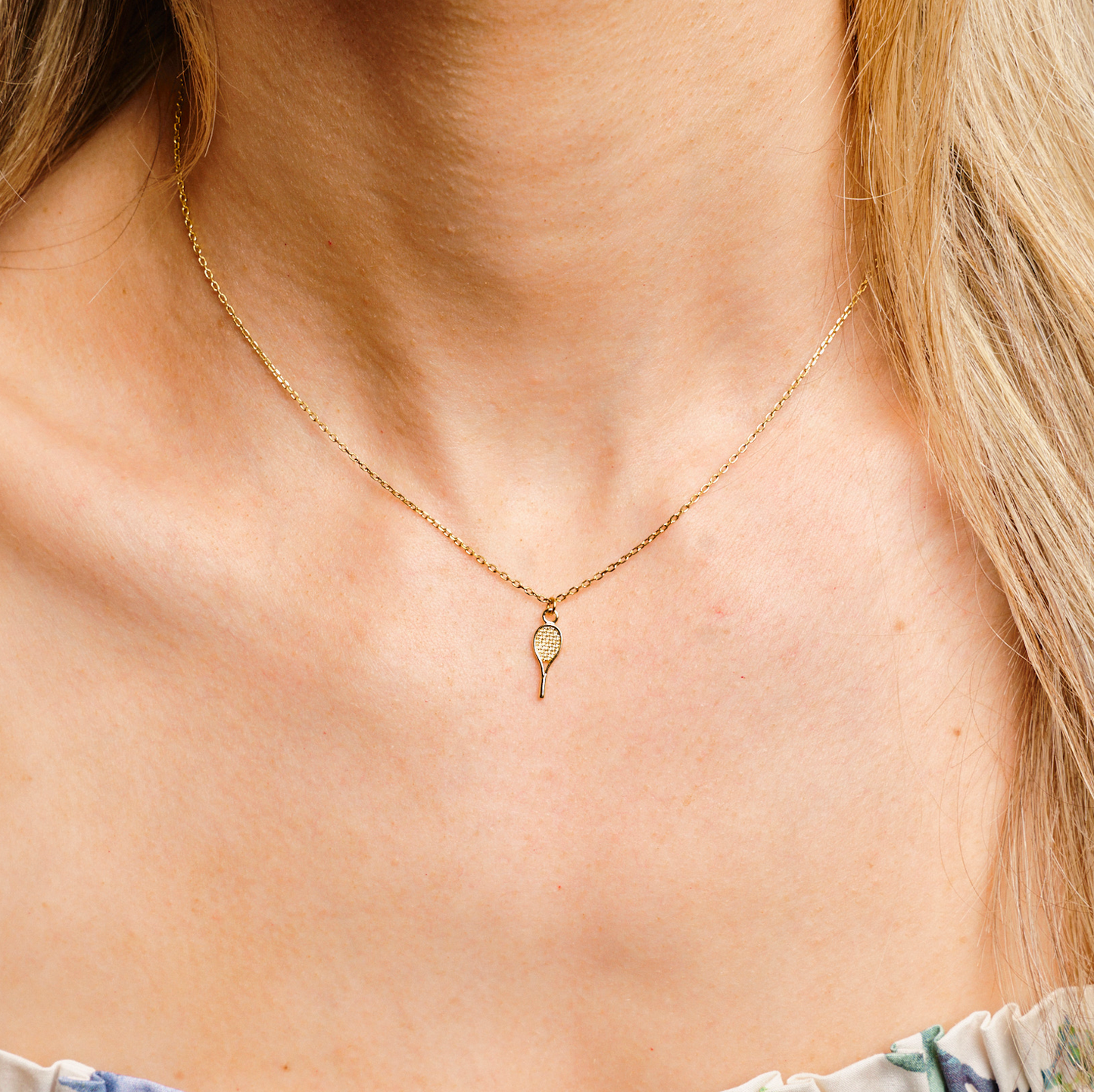 Silver Shimmer Tennis Racket Necklace