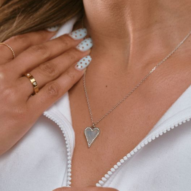 Silver White Shell Heart Adjustable Necklace