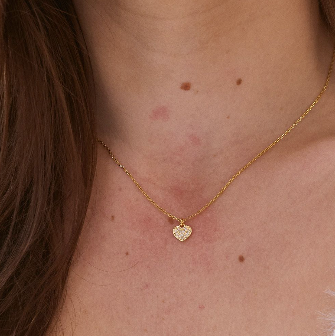 Gold Crystal Heart Necklace