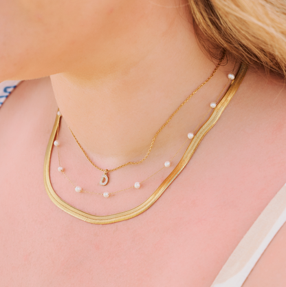 Gold Herringbone Necklace-5MM