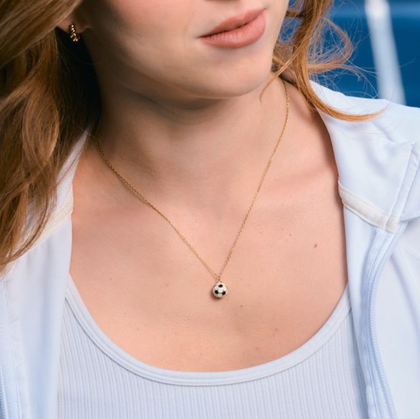 White Soccer Ball Necklace